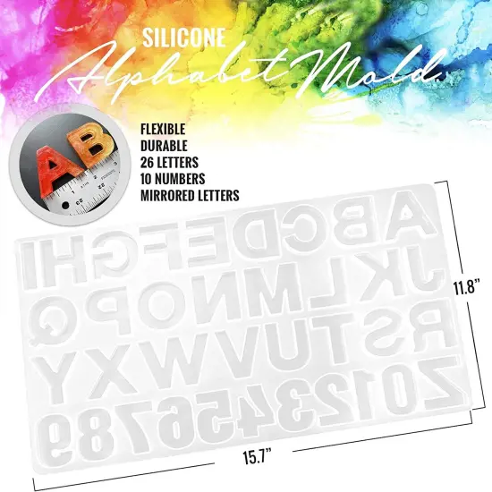Pixiss Alphabet Letter Silicone Resin Molds Backward {3}