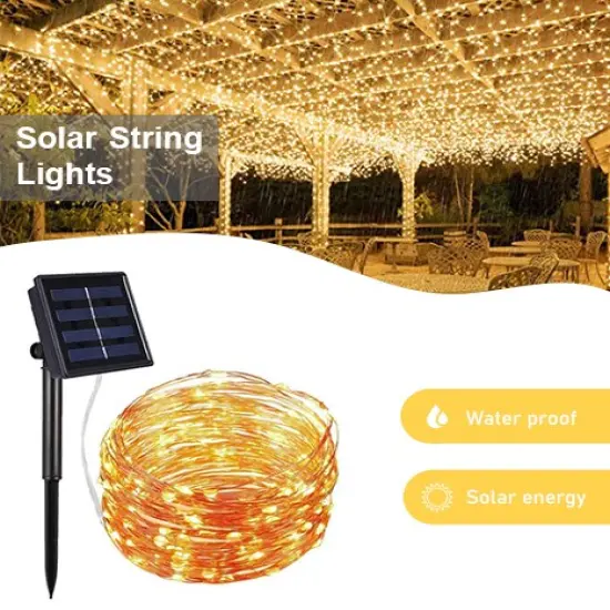 Perfect Holiday 100 LED Copper Wire Solar Fairy Light 32' {1}