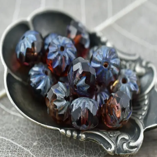 *25* 6x9mm Fuschia Crystal Picasso Fire Polish Cruller Rondelle Beads {4}