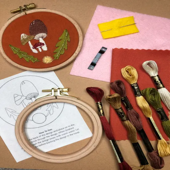 MCreativeJ Mushroom Trio - Intermediate Embroidery DIY Craft Kit {4}