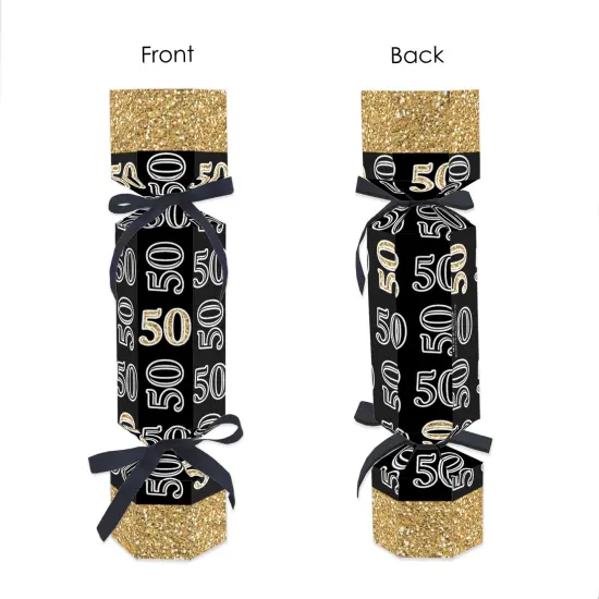 Big Dot of Happiness Adult 50th Birthday - Gold - No Snap Birthday Party Table Favors - DIY Cracker Boxes - Set of 12 {7}