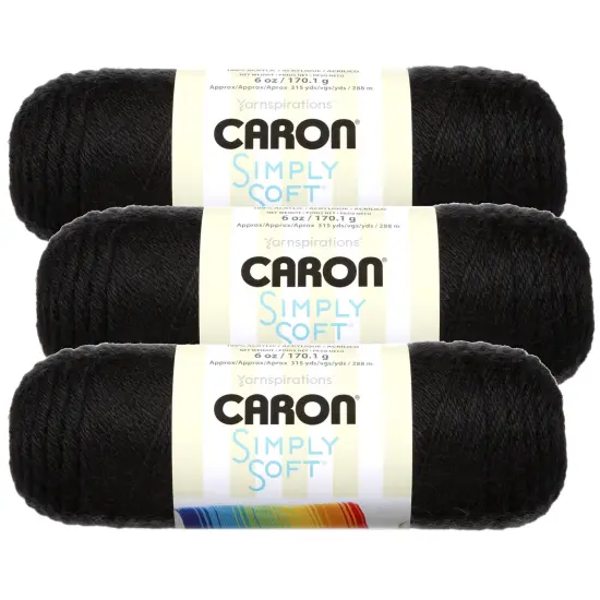(Pack of 3) Caron Simply Soft Solids Yarn-Black {1}