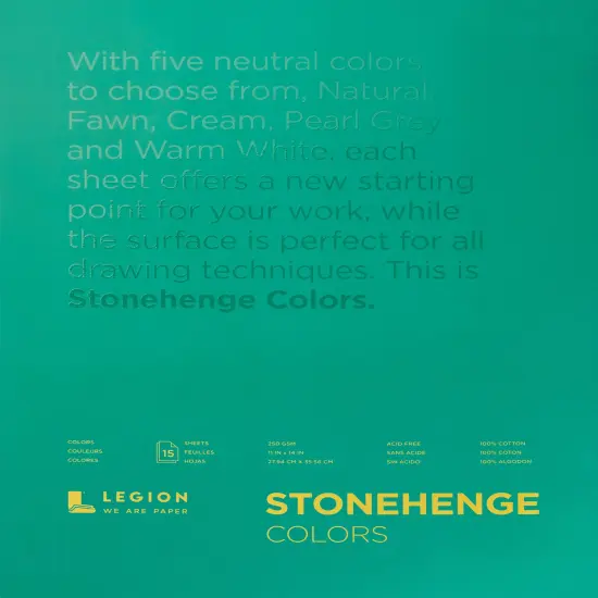 Stonehenge Paper Pad 11"X14" 15 Sheets/Pkg-Multi-Color 90lb {1}