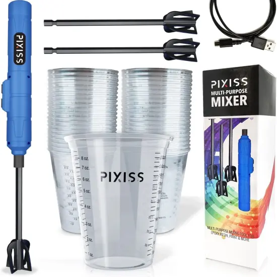Pixiss Premium Handheld Rechargeable Resin Mixer and 20 Epoxy Resin Mixing Cups {1}