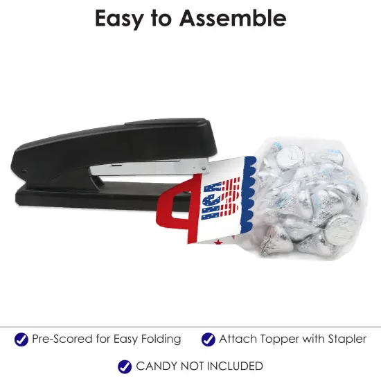 Big Dot of Happiness Stars & Stripes - DIY Patriotic Party Clear Goodie Favor Bag Labels - Candy Bags with Toppers - Set of 24 {6}