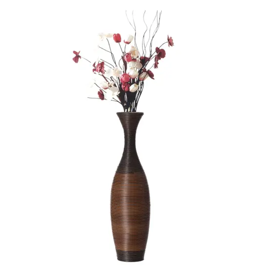 Tall Floor Vase, Modern large vase for home decor floor, Brown Artificial Rattan Floor Vase, Brown Floor Vase for Living Room or Hallway, 41-Inch-Tall Vase {1}