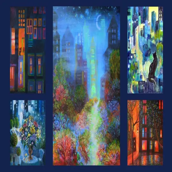 City Lights Panel 23x 42 Cotton Fabric by Clothworks {2}
