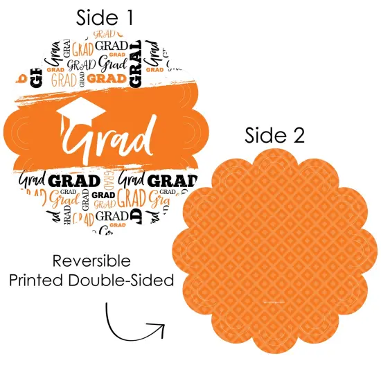 Big Dot of Happiness Orange Grad - Best is Yet to Come - Orange Graduation Party Round Table Decorations - Paper Chargers - Place Setting For 12 {4}