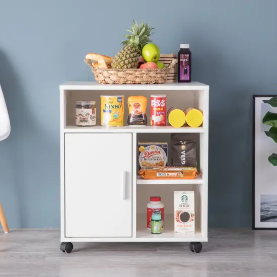 Printer Kitchen Office Storage Stand With Casters White {4}