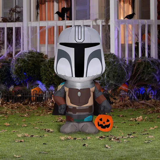3.5' Gemmy Airblown Star Wars The Mandalorian w/ Halloween Treat Tote 227191 {2}