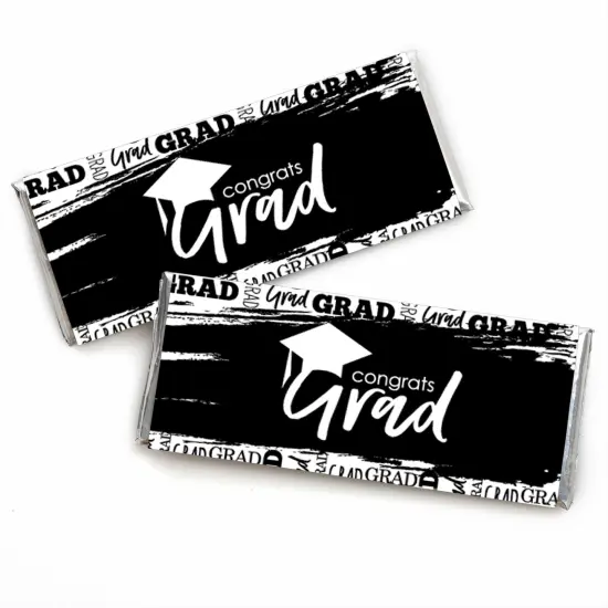 Big Dot of Happiness Black and White Grad - Best is Yet to Come - Candy Bar Wrapper Black and WhiteGraduation Party Favors - Set of 24 {1}