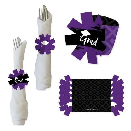 Big Dot of Happiness Purple Grad - Best is Yet to Come - Purple Graduation Party Paper Napkin Holder - Napkin Rings - Set of 24 {1}