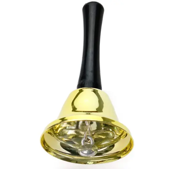 Gold Ringing Hand Bell - Loud Metal Handheld Ring Tea Bell for Calling Attention and Assistance {2}