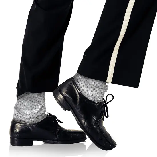 Silver Sequin Costume Socks - Sparkle Dance Party Silver Sequined Shiny Sock Cover Cuffs Costumes Accessories {1}