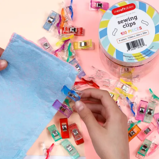 Incraftables Sewing Clips Pack of 100. Best Fabric Clips for Sewing and Quilting. Sewing Clips for Fabric & Binding (9 Colors). Quilt Clips for Quilting Supplies & Sewing Accessories for Adults & Kids {2}