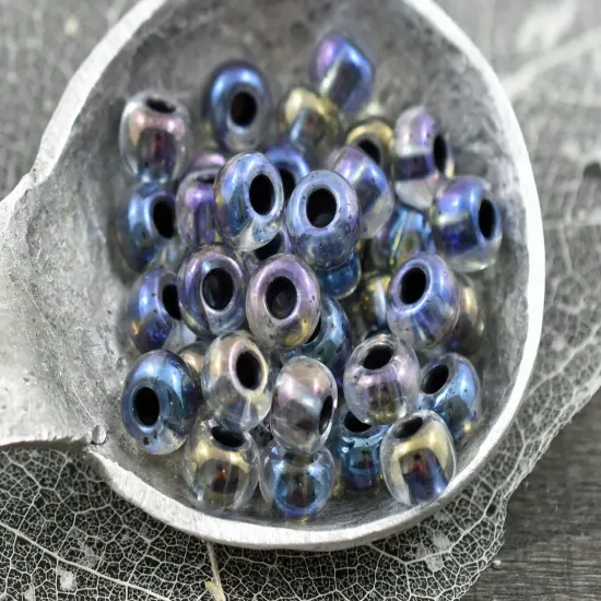 50G Black Lined Crystal AB Czech 2/0 Seed Beads {2}