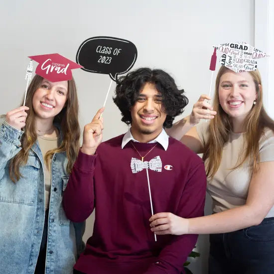 Big Dot of Happiness Maroon 2025 Graduation Party Photo Booth Props Kit - 20 Count {3}