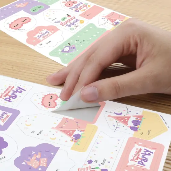 Big Dot of Happiness Pajama Slumber Party - Assorted Girls Sleepover Birthday Party Gift Tag Labels - To and From Stickers - 12 Sheets - 120 Stickers {6}