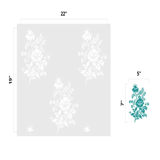 Floral Spray Wallpaper Wall Stencil | 3560 by Designer Stencils | Floral Stencils | Reusable Art Craft Stencils for Painting on Walls, Canvas, Wood | Reusable Plastic Paint Stencil for Home Makeover | Easy to Use & Clean Art Stencil {2}
