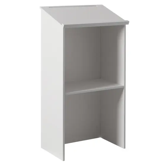 Standing Floor Podium with Storage for Church, School, Office or Home White {8}