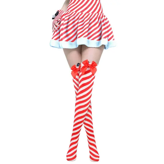 Peppermint Candy Cane Socks - Red and White Striped Christmas Holiday Candy Canes Stockings for Women and Girls {5}