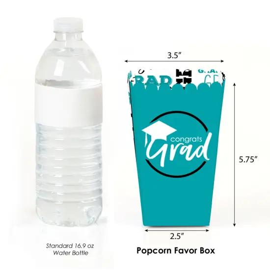 Big Dot of Happiness Teal Graduation Party Favor Popcorn Treat Boxes - Set of 12 {3}