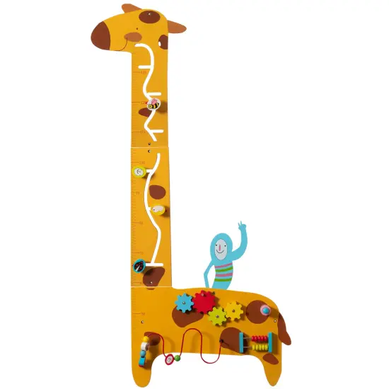 Wooden Giraffe Sensory Wall Game, Activity Toy Growth Chart for Playroom, Nursery, Preschool, and Doctors' Office {1}