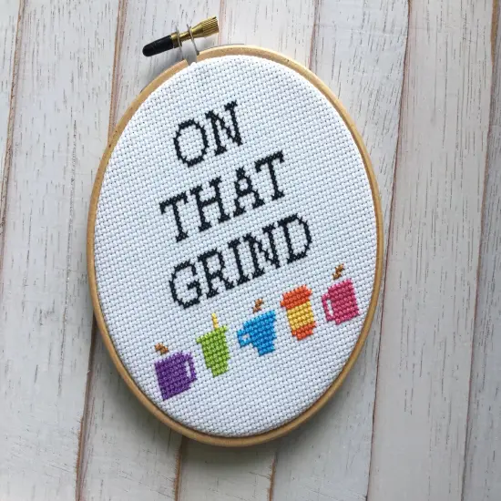 On That Grind Coffee Counted Cross Stitch DIY KIT Intermediate {2}