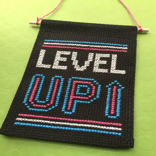 Level Up Tiny Banner Counted Cross Stitch Kit {2}