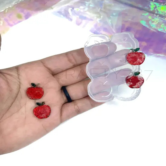 Apple Manzana Stud Silicone Mold(B9) {1}