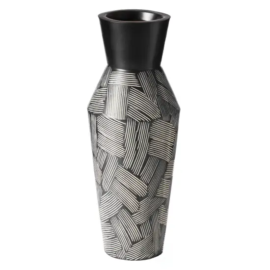 Trumpet Classic Style Straight Designed Table Vase for Entryway Dining or Living Room, Ceramic Black {6}