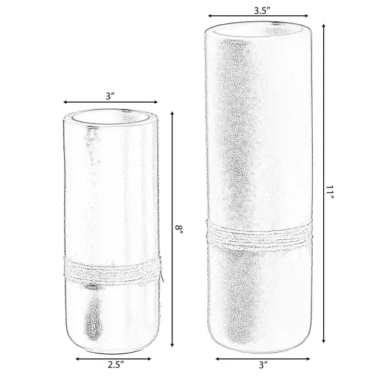 Decorative Modern Ceramic Cylinder Shape Table Vase Flower Holder with Rope {5}