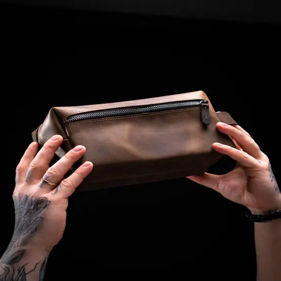 Toiletry Bag, Leather Dopp Kit, Mens Travel Kit, Cosmetic Bag for Men, Christmas Gift For Him {4}