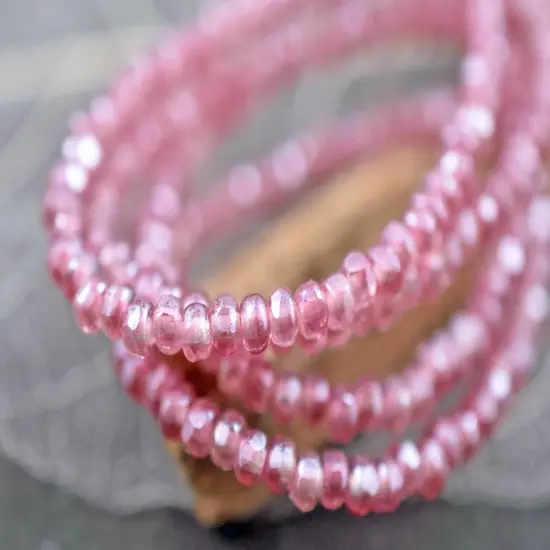 *50* 2x3mm Fuschia Crystal Luster Faceted Micro Spacer Beads {2}