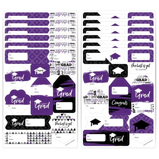 Big Dot of Happiness Purple Grad Best is Yet to Come Assorted Purple Graduation Party Gift Tag Labels To and From Stickers 12 Sheets 120 Stickers {1}