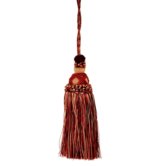 Belagio Tassel, 7&rdquo; Length with 5.5&rdquo; Cord, Milante Collection, Mocha/Rust {1}