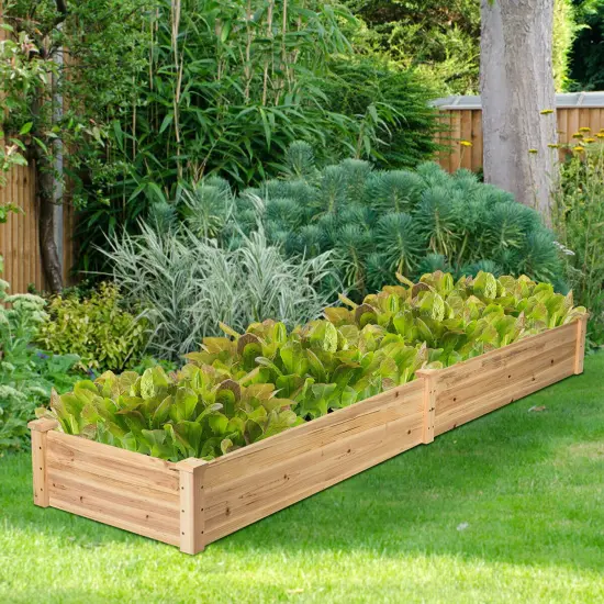 Costway Wooden Vegetable Raised Garden Bed Backyard Patio Grow Flowers Planter {2}