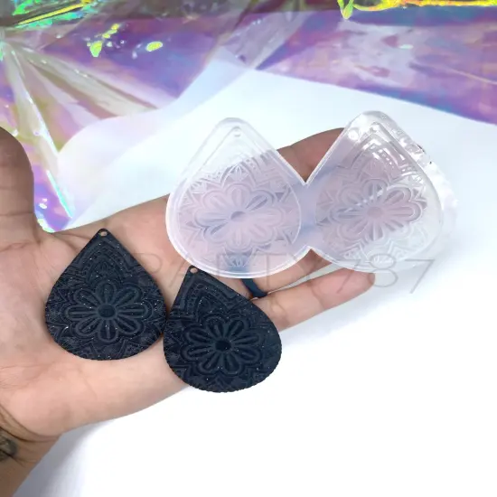 Mandala Teardrop Style 2 Earring Silicone Mold (C7) {1}