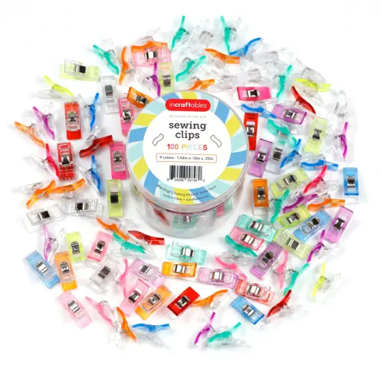 Incraftables Sewing Clips Pack of 100. Best Fabric Clips for Sewing and Quilting. Sewing Clips for Fabric & Binding (9 Colors). Quilt Clips for Quilting Supplies & Sewing Accessories for Adults & Kids {1}