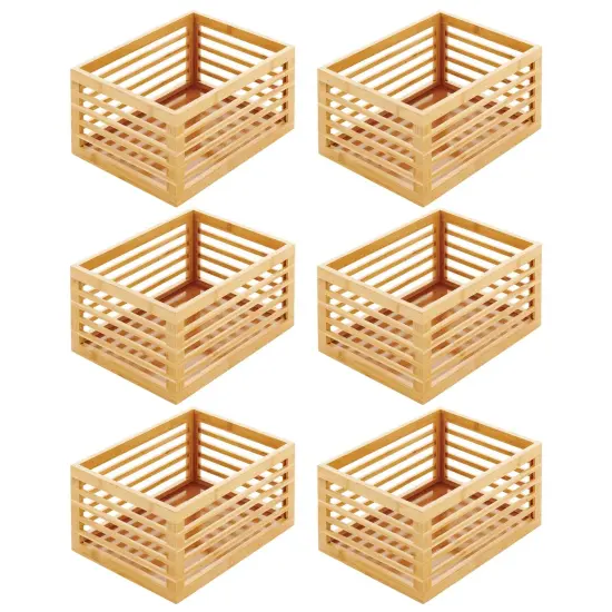 mDesign Bamboo Slotted Storage Cabinet Shelf Organizer Bin {5}