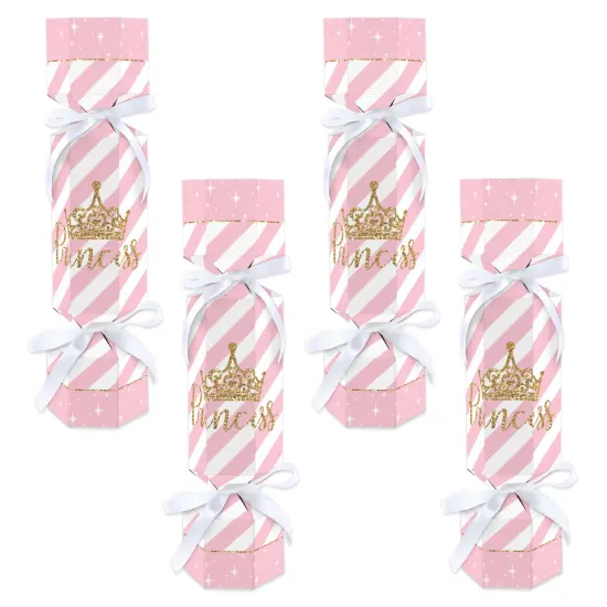 Big Dot of Happiness Little Princess Crown - No Snap Pink and Gold Princess Baby Shower or Birthday Party Table Favors - DIY Cracker Boxes - Set of 12 {1}