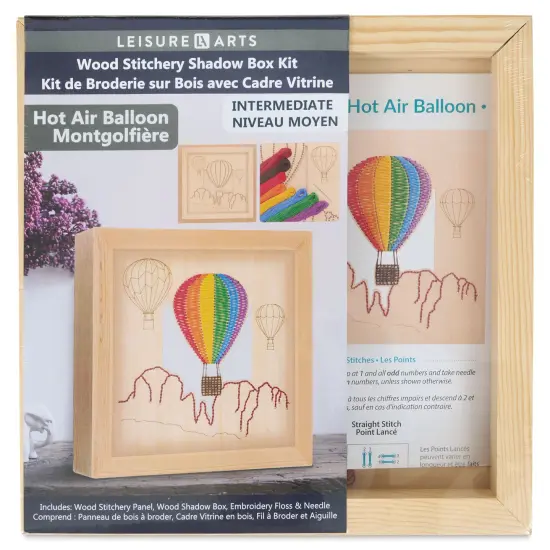 Leisure Arts Wood Stitchery Shadow Box Kit - Hot Air Balloon {1}