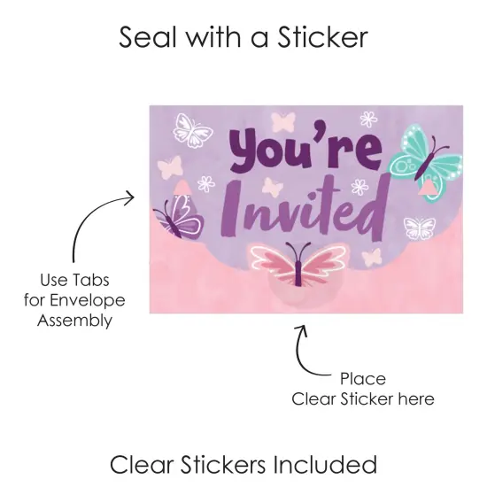 Big Dot of Happiness Beautiful Butterfly - Fill-In Cards - Floral Baby Shower or Birthday Party Fold and Send Invitations - Set of 8 {7}