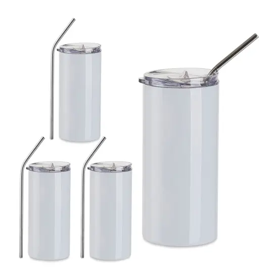 Craft Express Sublimation Printing Stainless Steel Tumblers - 16 oz, White, Set of 4 {1}