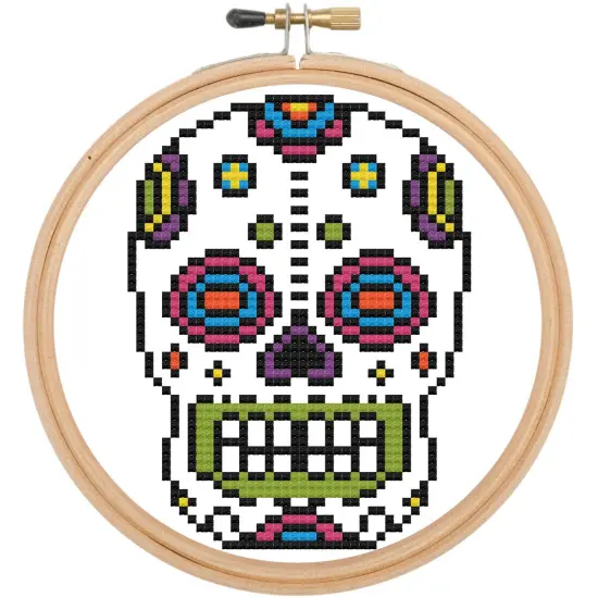 Bright Sugar Skull Counted Cross Stitch DIY KIT {2}