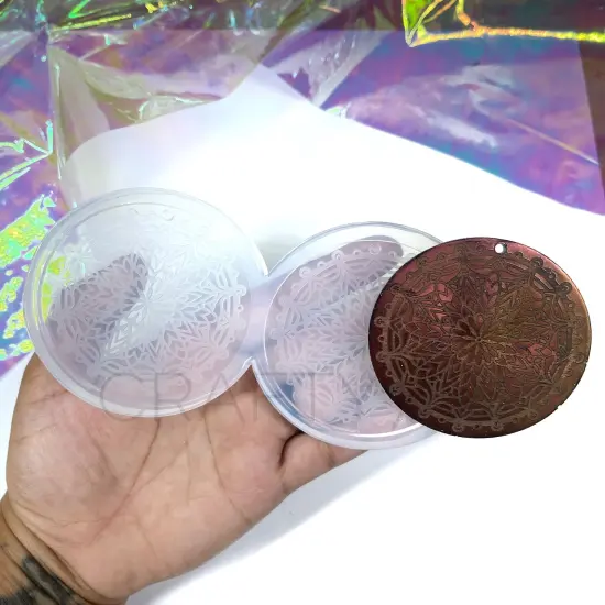 Mandala Circle XL Earring Silicone Mold 2.5in (C7) {1}