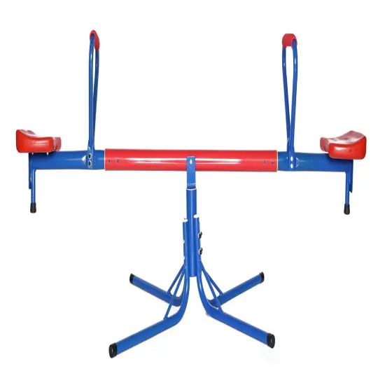 Outdoor Red and Blue Metal Rotating Seesaw {1}