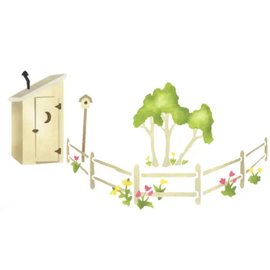 Outhouse Border with Fence Wall Stencil | 2690 by Designer Stencils | Pattern Stencils | Reusable Stencils for Painting | Safe & Reusable Template for Wall Decor | Try This Stencil Instead of a Wallpaper | Easy to Use & Clean Art Stencil Pattern {1}