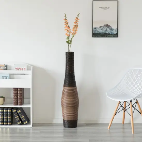 Tall Decorative Unique Floor Vase, Freestanding Designer Modern Floor Vase, floor flower vase, PVC Floor Vase, Large Flower Holder, 41-Inch-Tall Vase Brown {2}
