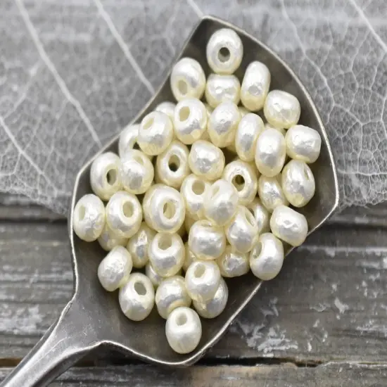 7.6g Miyuki White Pearl Baroque Seed Beads - Choose Your Size {1}